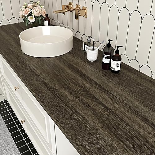 Miniatura 8 de Papel tapiz de madera rústica para despegar y pegar, papel de contacto con aspecto de madera marrón para encimeras, papel tapiz de grano de madera