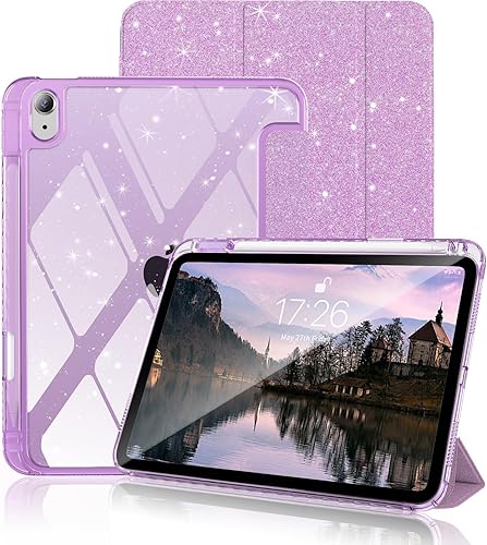 Miniatura 34 de Kenke - Funda para iPad 11/10ª generación con portalápices 11/10.9 pulgadas 2025 A16/2022, carcasa trasera transparente de acrílico PC duro y borde