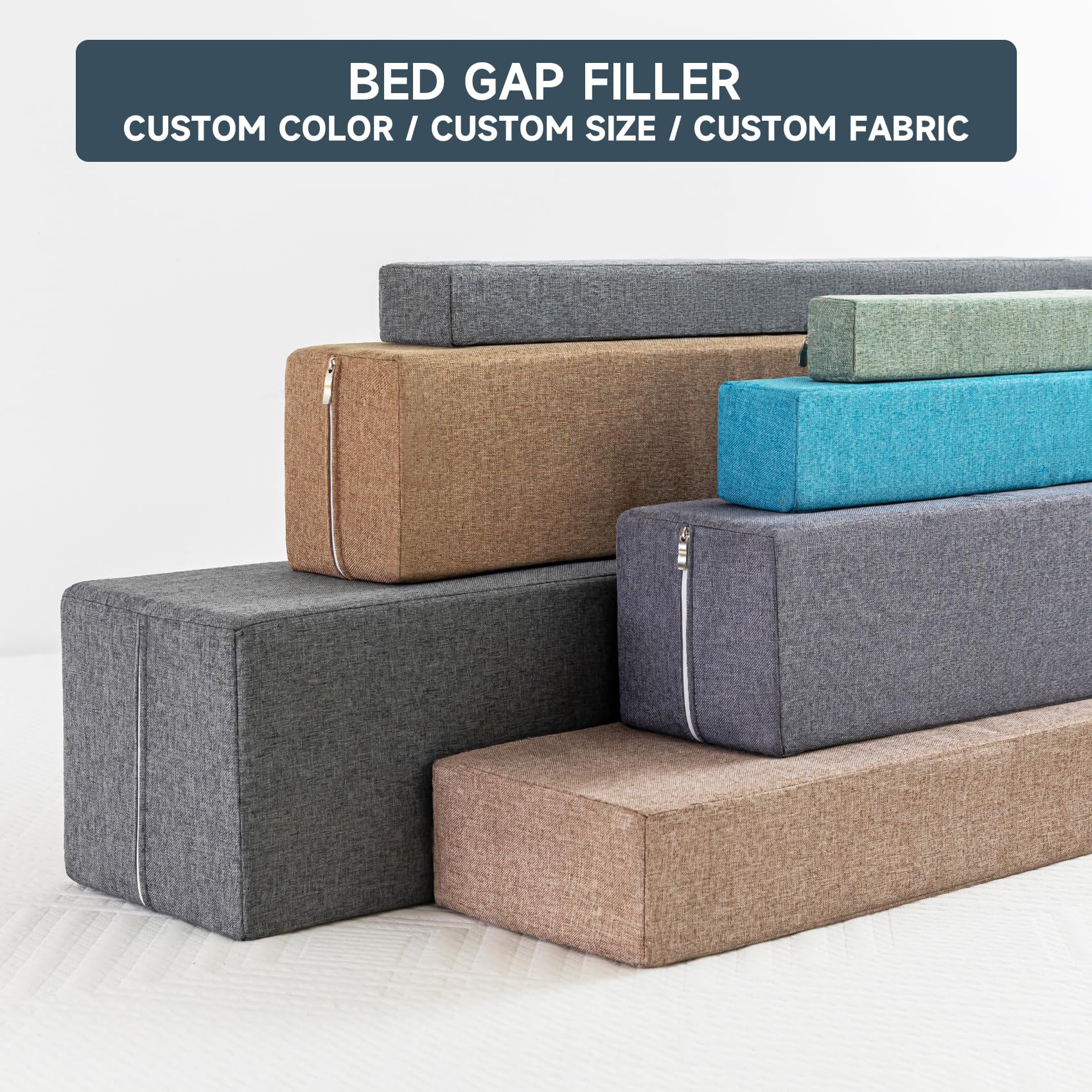 BayHomes Custom Bed Gap Filler for headboard Space Gap Filler Bolster Pillow Stopper.Rectangle Foam Cushion with Removable Cover Fill Headboard Gap,Mattress Extender for Headboard Gap