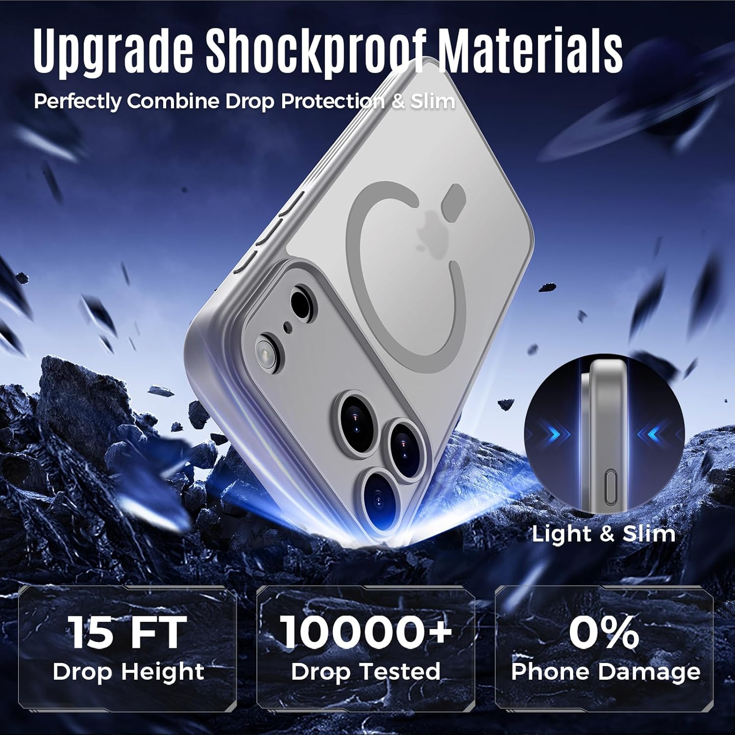 Designed for iPhone 17 Pro Max Case, Compatible with MagSafe, [Camera Protection] [15FT Military Drop Protection] Shockproof Translucent Matte Anti-Slip Phone Case, 6.9", Natural Titanium