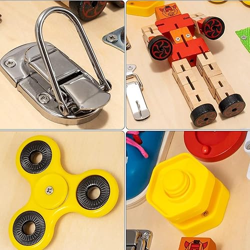 Miniatura 5 de Montessori - Tabla de actividades para niños pequeños 20 en 1, tabla grande para niños de 1, 2, 3, 4 años, juguetes para aprender a vestirse,