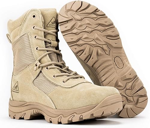 RYNO GEAR CoolMax - Botas militares y tácticas para hombre, botas tácticas de combate militar, de cuero duradero, para trabajo, al aire libre,