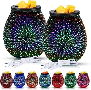 2 Pcs Plug in Wax Melts 3D Glass Electric Wax Melts Warmer Burner with Removable Tray for Scented Fragrance for Gift Decoration Home Office Bedroom Living Studio