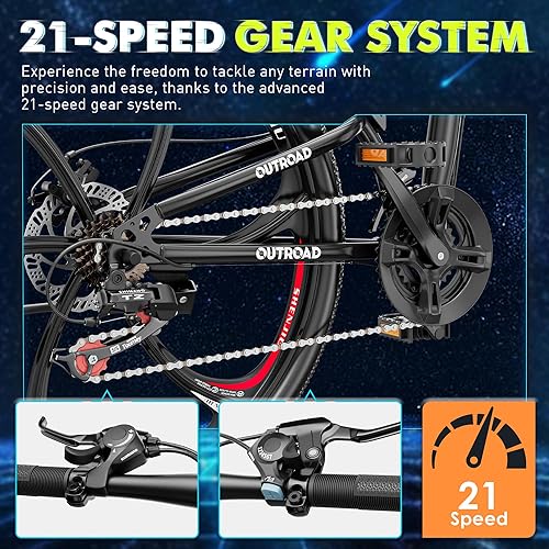 Miniatura 6 de Max4out Bicicleta de montaña plegable de 26 pulgadas, bicicleta de suspensión completa de 21 velocidades con acero de alto carbono, freno de disco