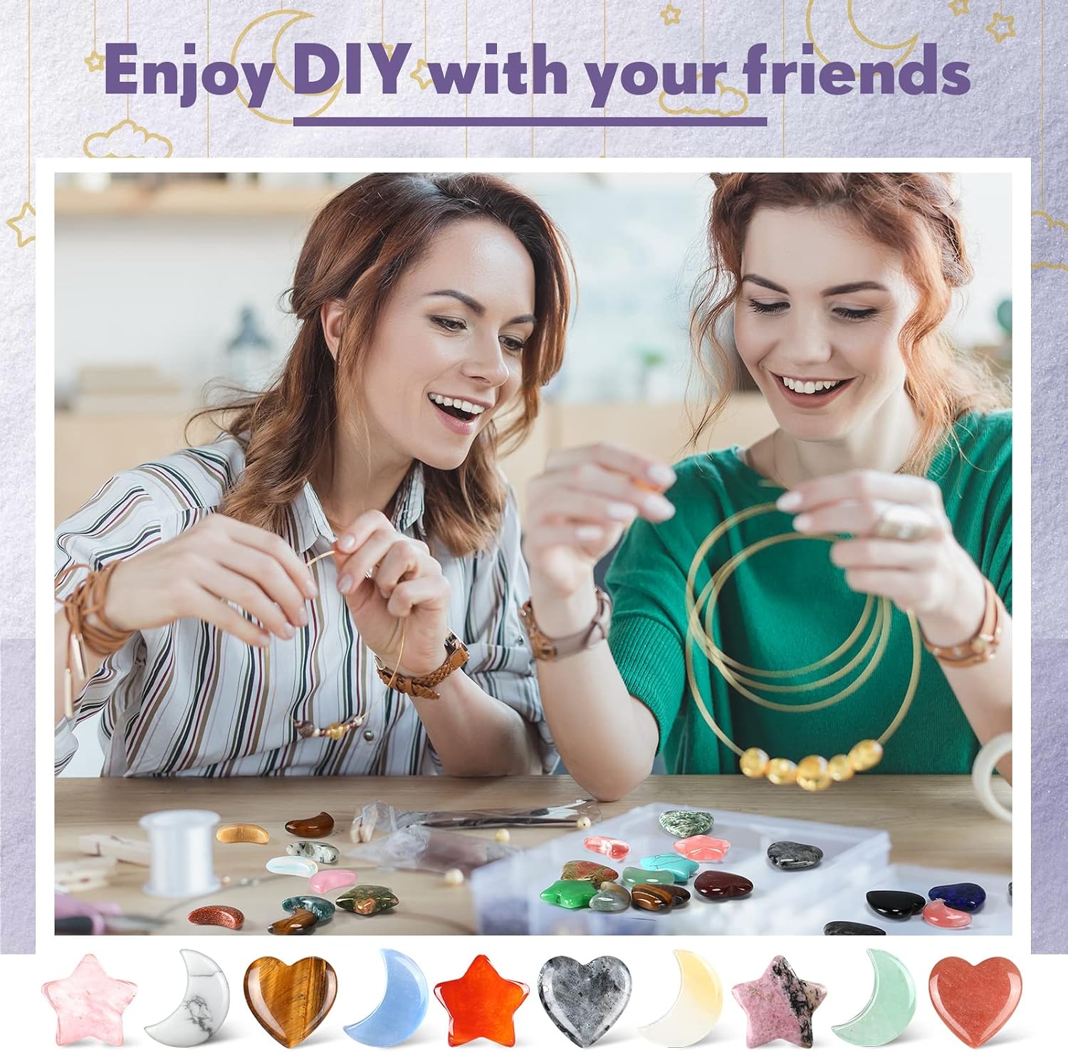 Nuenen 54 Pcs Worry Stones Crystal Bulk for Anxiety Relief, Vivid Color