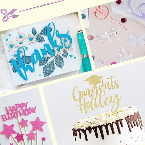 Miniatura 6 de Simetufy Papel de cartulina con purpurina, 60 hojas de 20 colores, cartulina A4 con purpurina para proyectos de bricolaje, papel brillante de alta