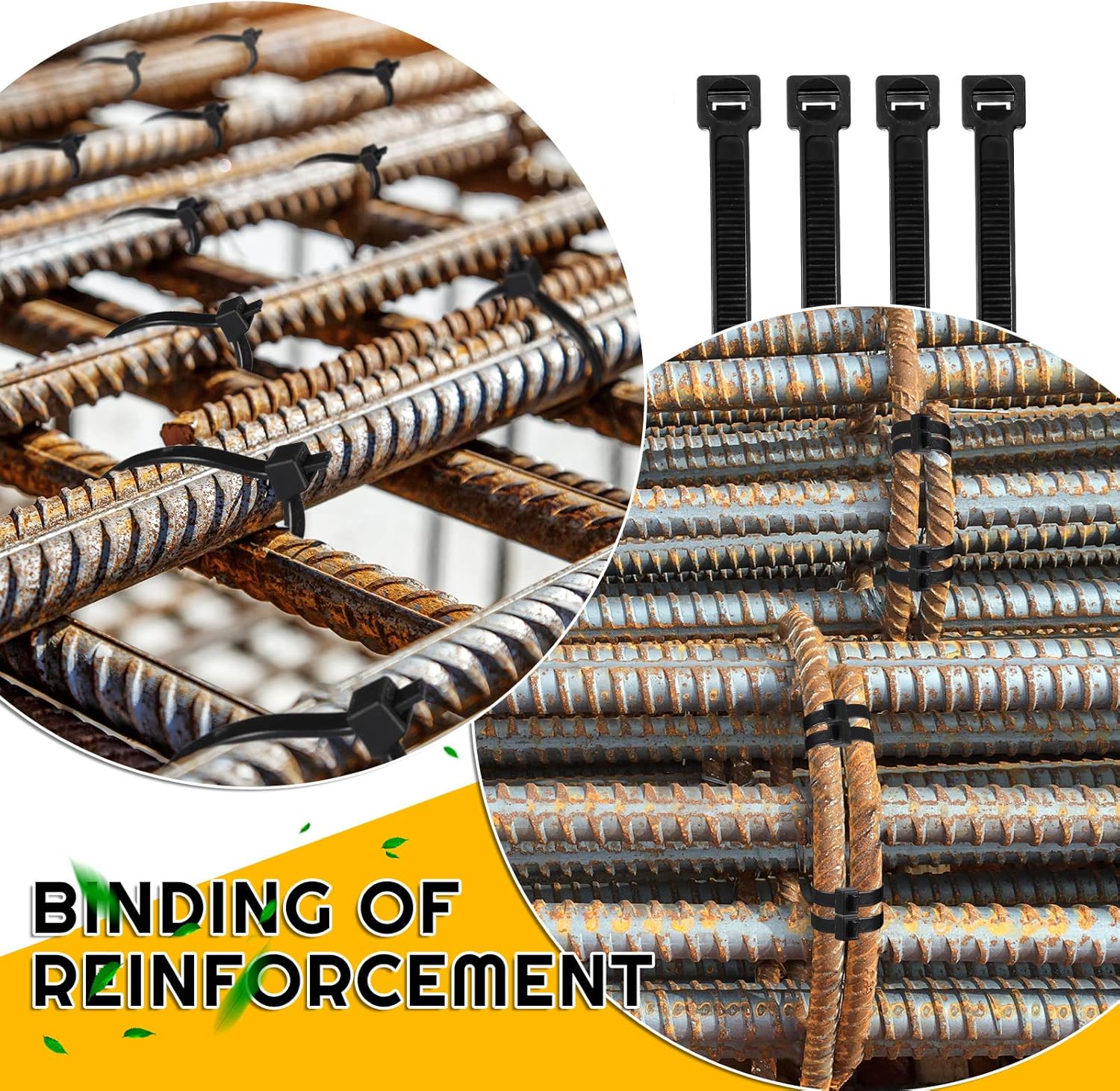 XunYee 48 Pcs 60 Inch Large Zip Ties Heavy Duty Outdoor Extra Large Zip Ties Extra Long Cable Wire Plastic Ties with 176 Pounds Tensile Strength Self Locking UV Resistant (Black)