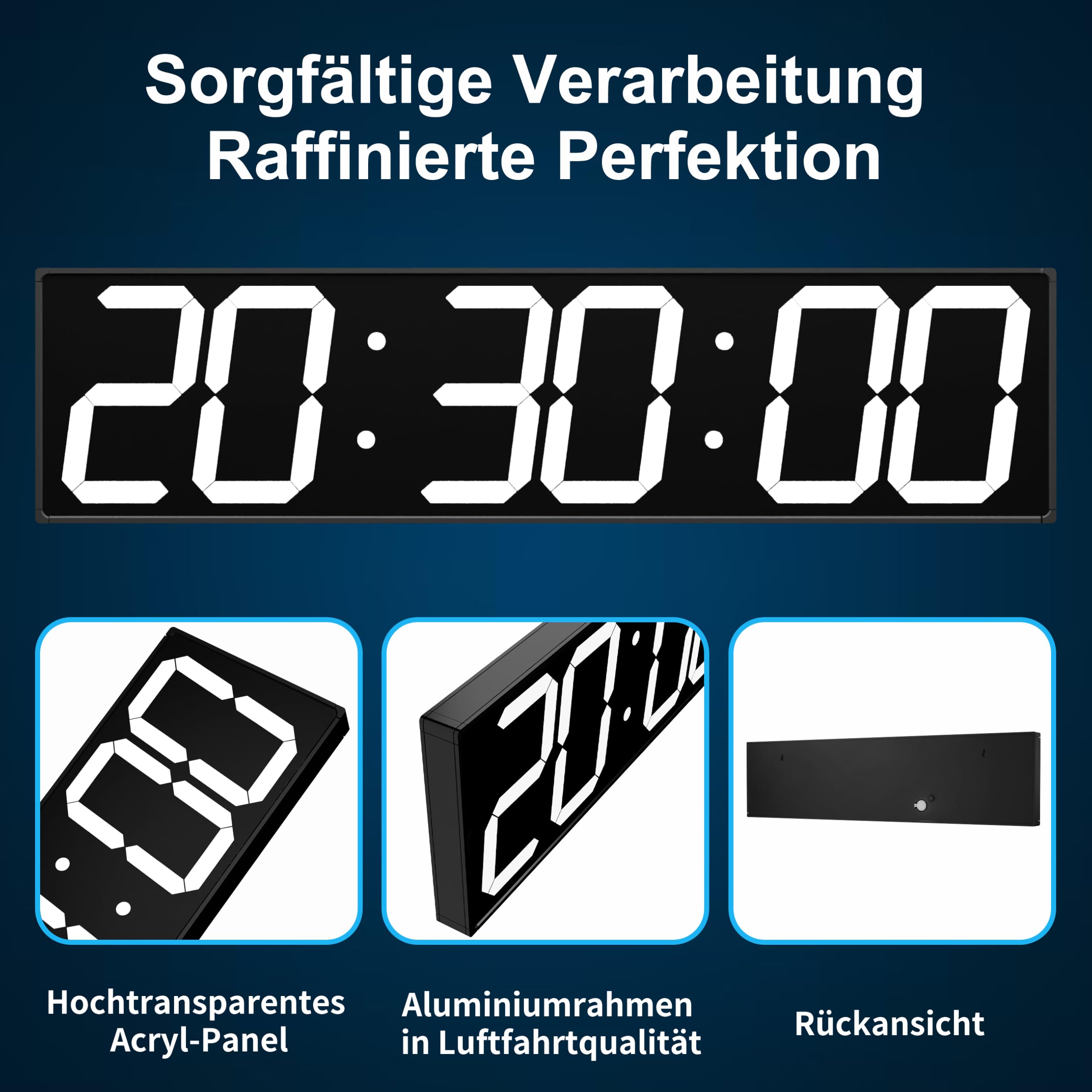 CHKOSDA Orologio da parete digitale da 28 pollici con sincronizzazione automatica GPS, numeri LED massicci da 15 cm, misurazione precisa del tempo, telecomando, timer, data e temperatura, per palestra