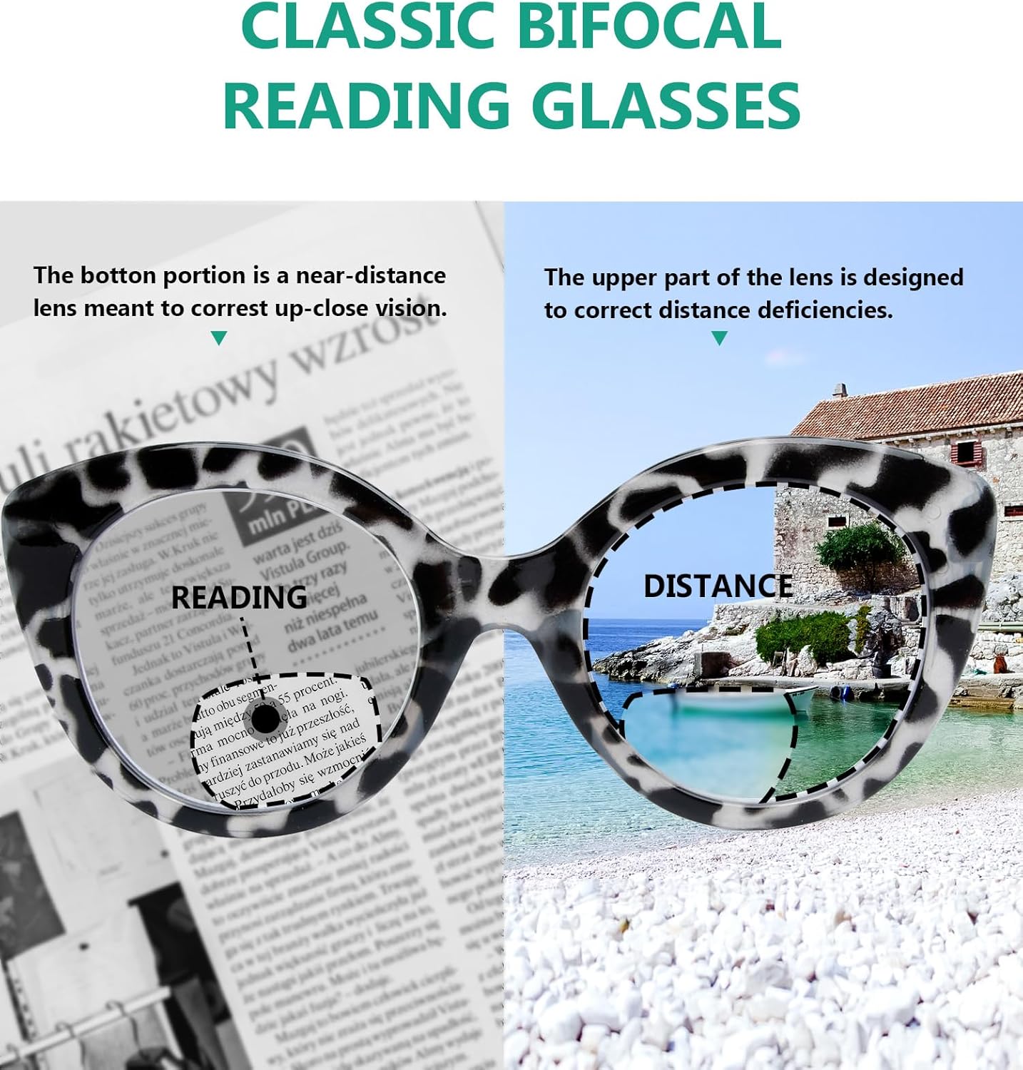 Eyekepper 4-pack Bifocal Reading Glasses for Women - Oval Round Bifocal Readers