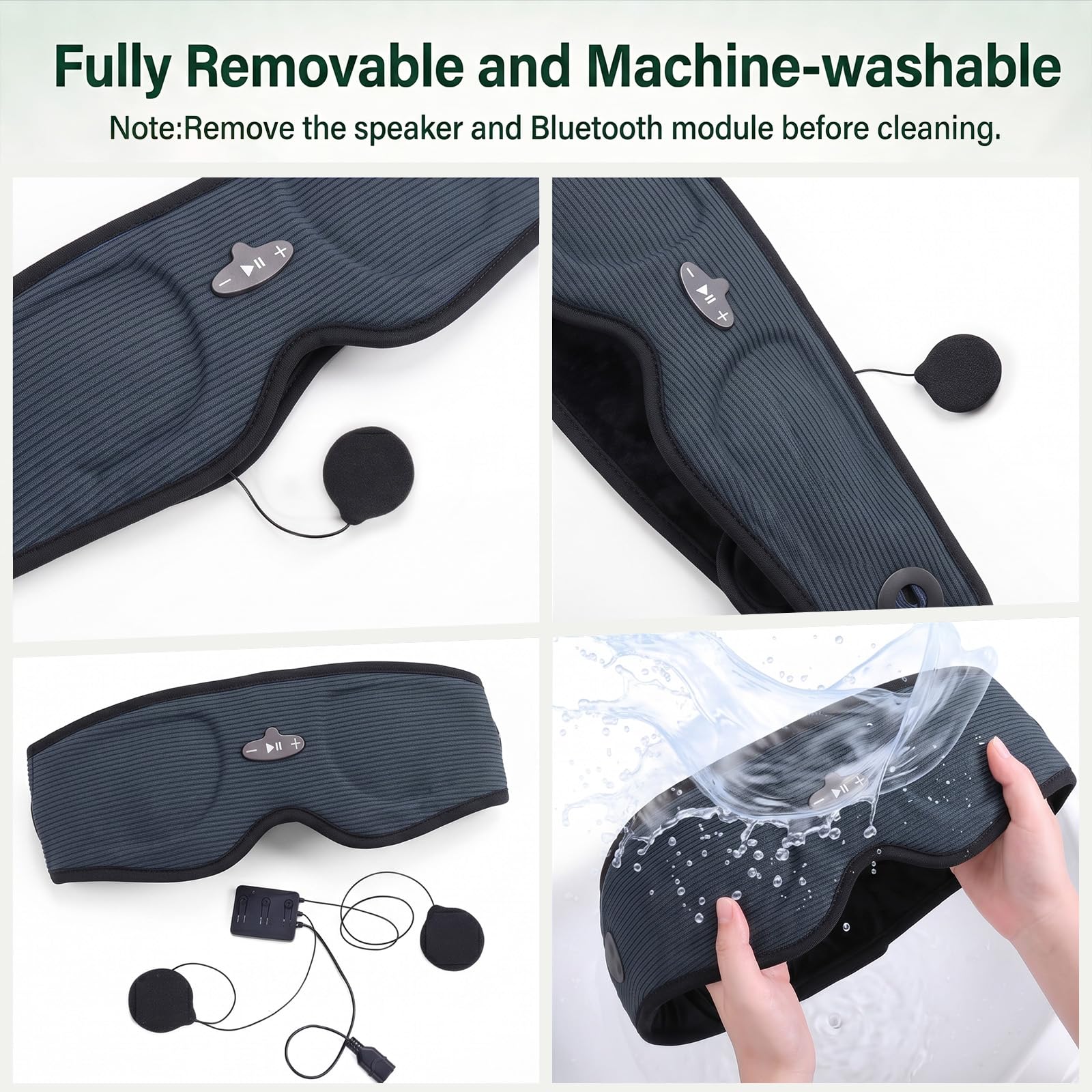 Schlafmaske mit Bluetooth-Kopfhörern, 3D-Verdunkelung, Schlafkopfhörer mit verstellbaren Lautsprechern, waschbare Augenmaske, Bluetooth 5.4, 10-12H Spielzeit für Reisen, Meditation