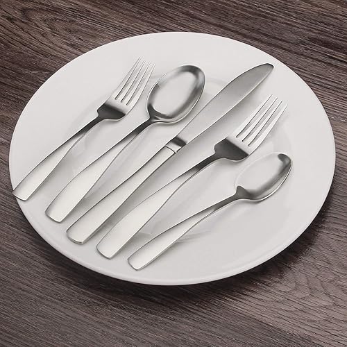 Miniatura 6 de Bysta - Juego de cubiertos mate de acero inoxidable de 20 piezas, juego de utensilios de cocina para 4, juego de cubiertos para el hogar y