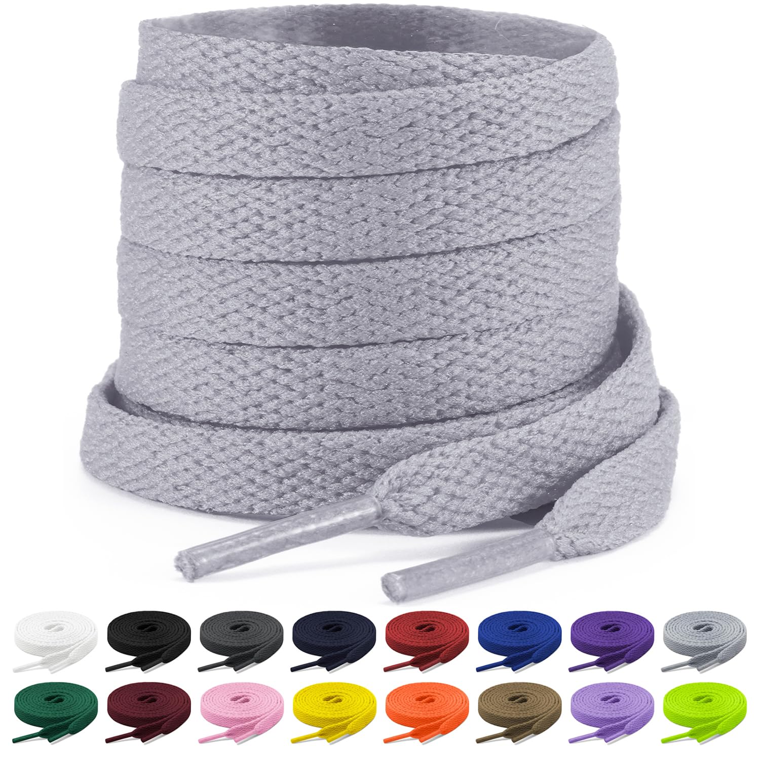 Shecret 2 Paar Flache Schnürsenkel, 8mm Breite Schnürsenkel, Flache Schnürsenkel Ersatz Reißfeste Schuhbänder für Turnschuhe, Laufen, Erwachsene, Kinder, Polyester