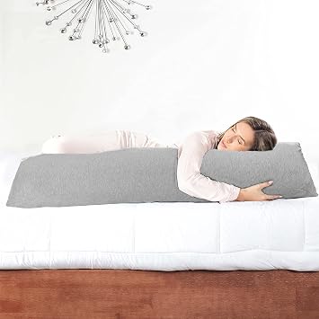 Milliard Full Body Pillow - Shredded Memory Foam with Washable Cover - Long, Hypoallergenic, Firm Hug Pillows for Side and Back Sleepers (54in, Cool Grey)