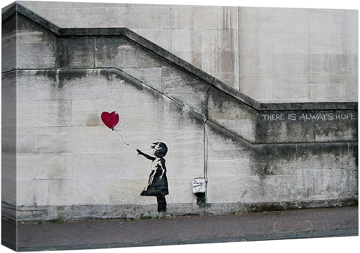 wall26 Canvas Print Wall Art Banksy There is Always Hope Girl with Balloon Graffiti & Street Art Pop Culture Illustrations Pop Art Bohemian Multicolor Dark for Living Room, Bedroom, Office - 32"x48"