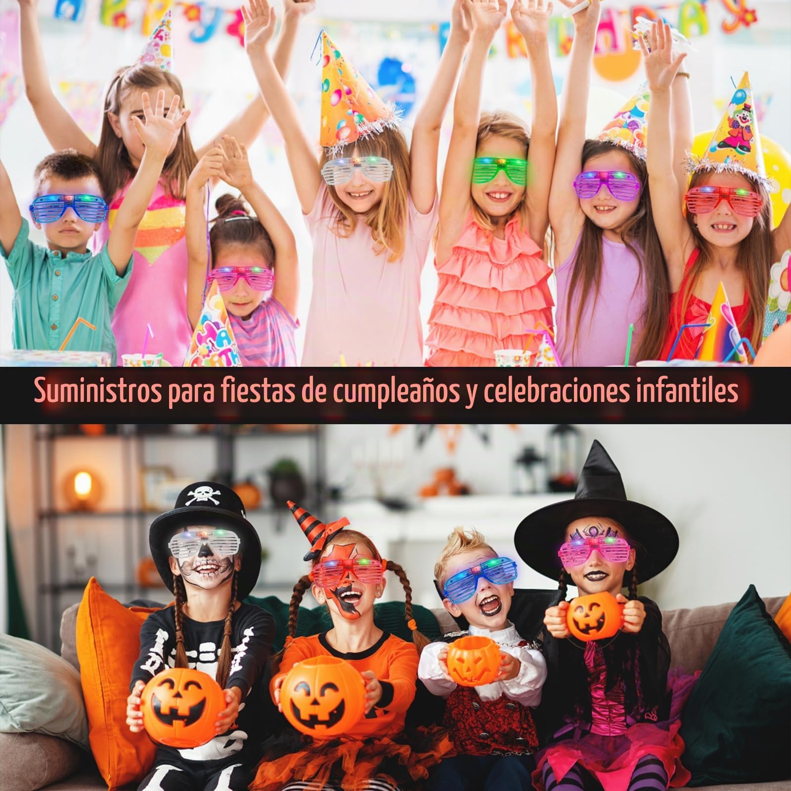 Gafas Luminosas LED, 12 Piezas Gafas Led Gafas para Fiestas Gafas de Neón, Gafas LED Intermitentes, para Decoración de Fiesta Navidad, Cumpleaños, Raves, Concierto, Halloween