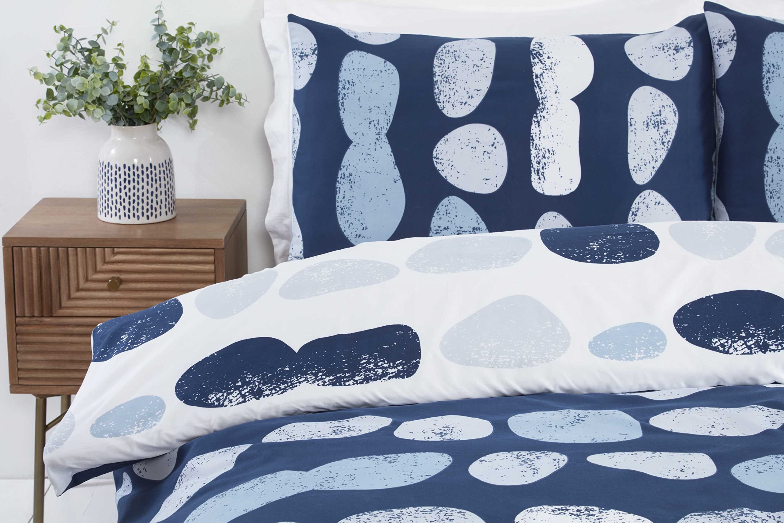 Rapport Home Truro - Set copripiumino reversibile in microfibra per letto matrimoniale, colore: Blu