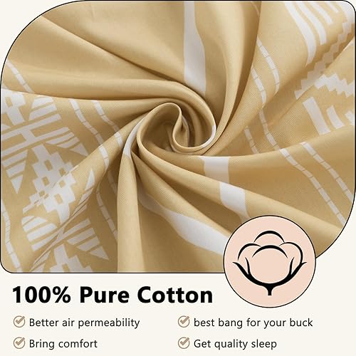 Miniatura 3 de DUOMING Juego de funda de edredón bohemia tamaño King, 100% algodón, suave y transpirable, funda de edredón King con cierre de cremallera, juego de