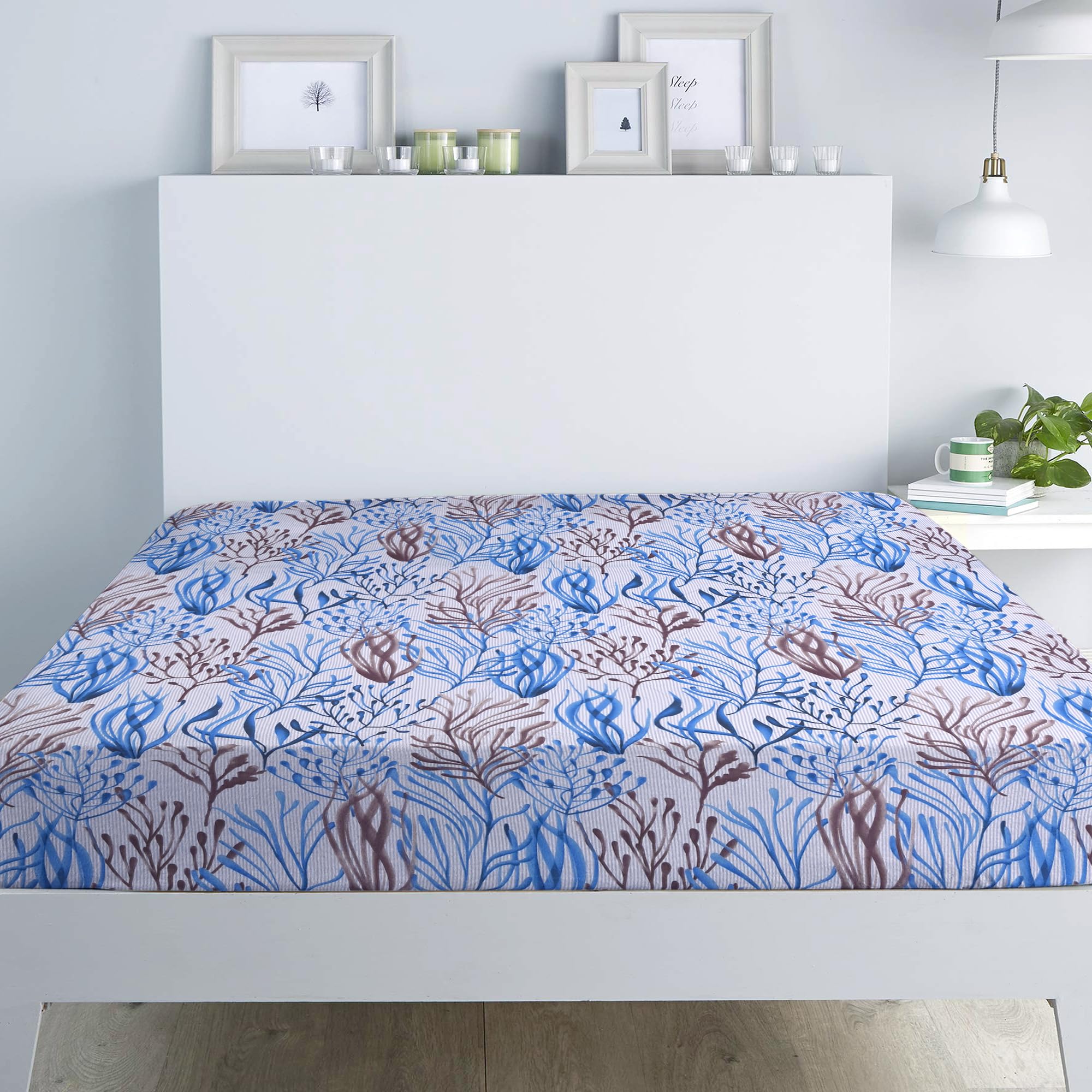 RAYBedding Luxury Printed Floral Pack of 2 Fitted Sheet Small Double Bed – Deep Fitted Sheet 122x190cm + 35cm Deep Corner Elasticated Sheet — image 1