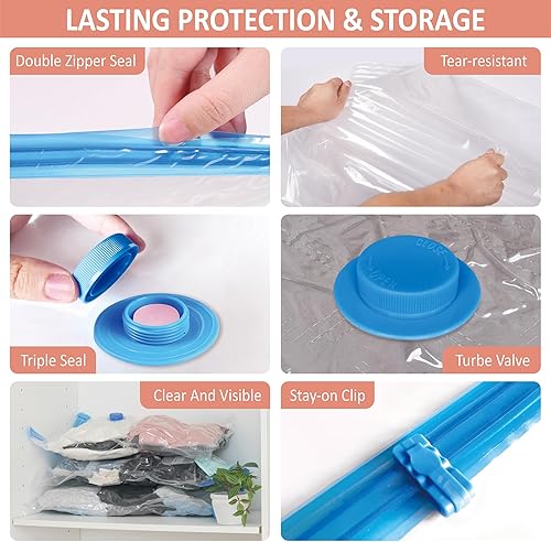 Miniatura 6 de Cozy Essential Paquete de 16 bolsas de almacenamiento al vacío de viaje con bomba eléctrica inalámbrica recargable para equipaje, maleta, tamaño de