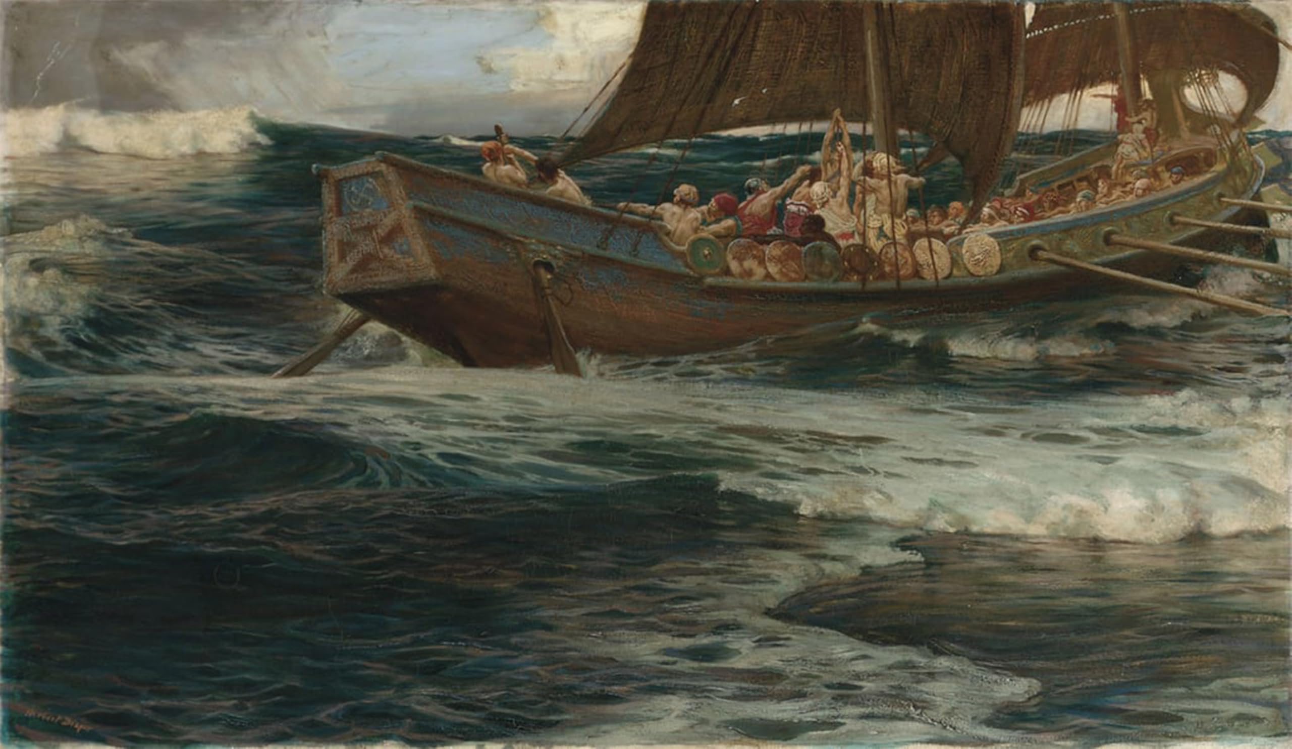 SERENDIPITP Vintage Picture Print on Canvas Wall Art Poster Wrath of the Sea God by Herbert Jamess Draper Artwork Print Poster for Wall Decor 60x90cm