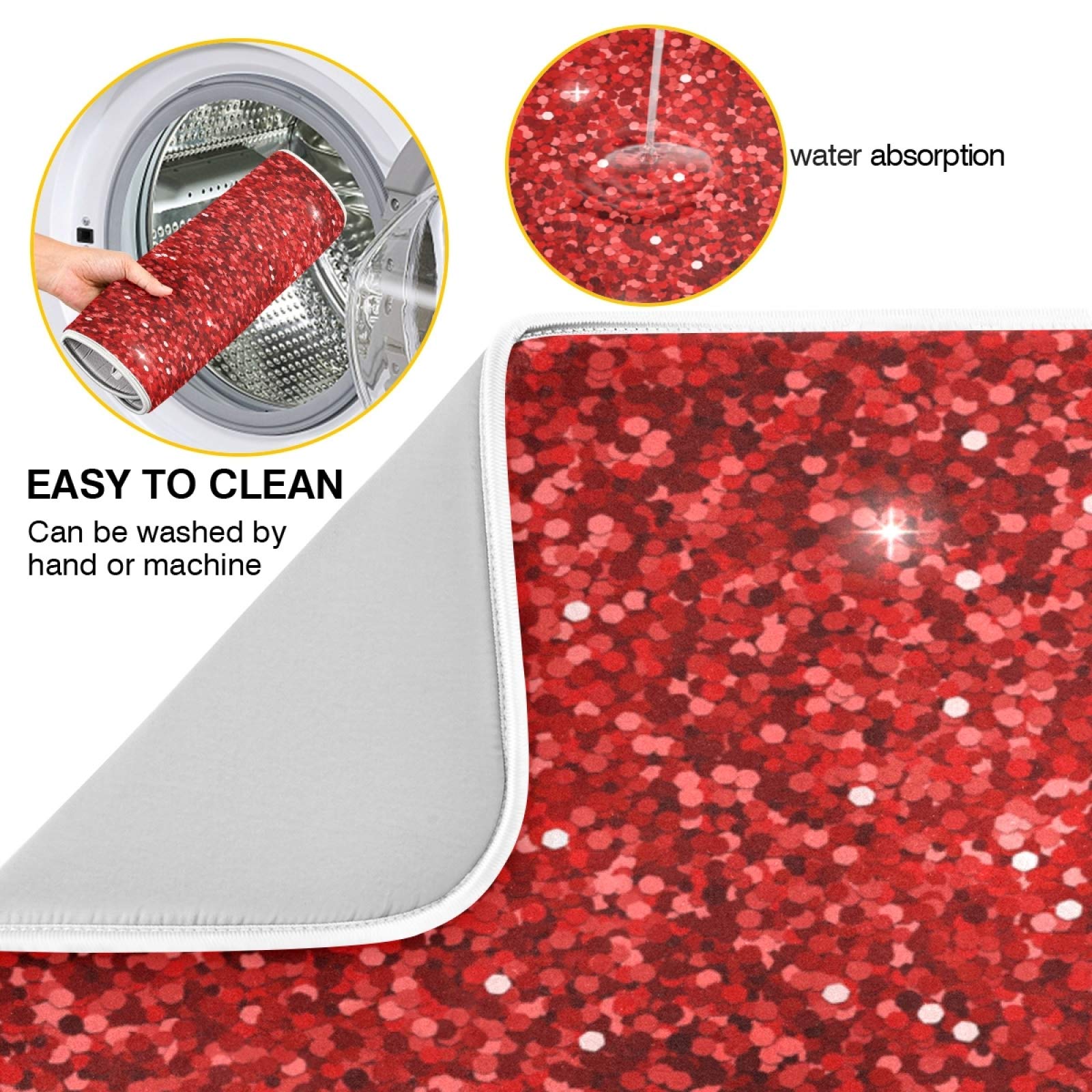 Tapis De Séchage Vaisselle Vintage Rouge - Caoutchouc Absorbant Antidérapant Pour Comptoir De Cuisine - Déco Rustique Et Pratique
