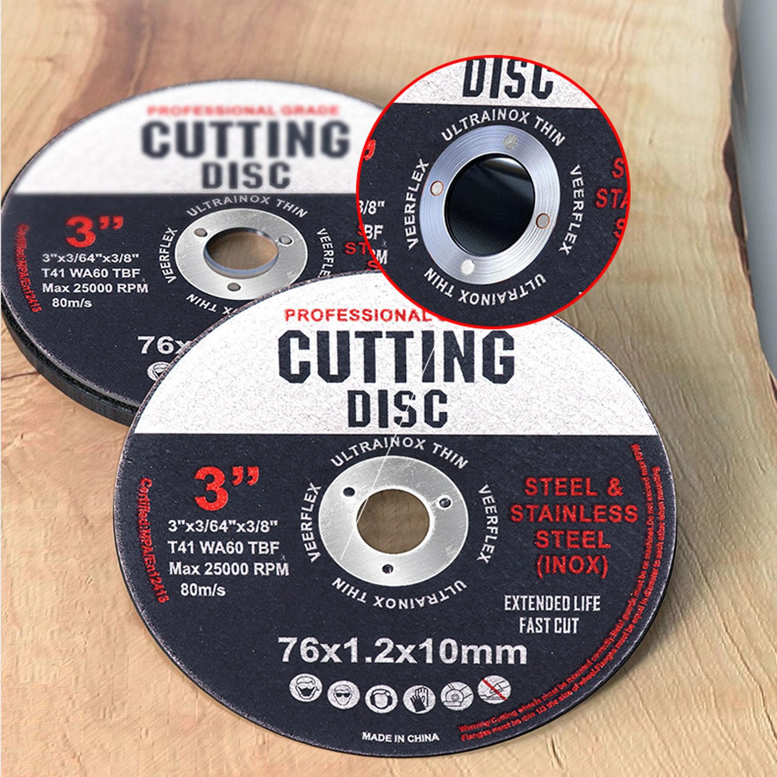 Lot De 21 Disques à Tronçonner 76 Mm - 4 Types (Métal, Pierre, Bois, Meulage) - Pour Mini Meuleuse - 1,2 Mm Épaisseur