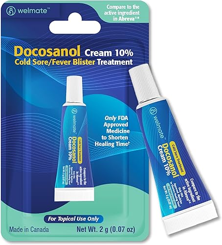 WELMATE - Docosanol Cream 10% (1 paquete) - Tratamiento para el dolor de labios - Blister de fiebre y crema para aliviar el dolor del herpes labial