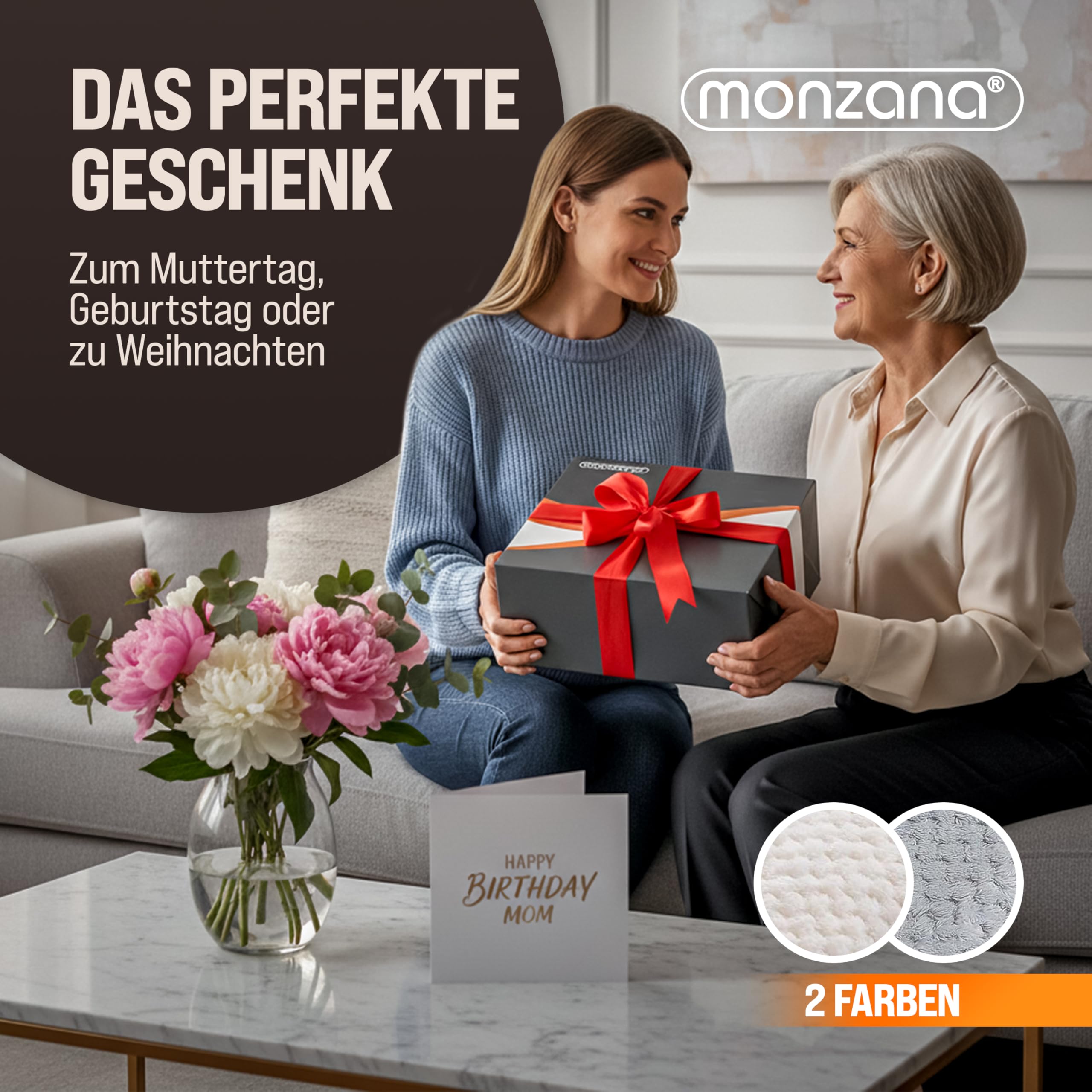 Monzana® Heizdecke Wärmeunterbett 160x140cm Timer Coral Fleece 2x60W grau Doppelheizdecke Überhitzungsschutz waschbar
