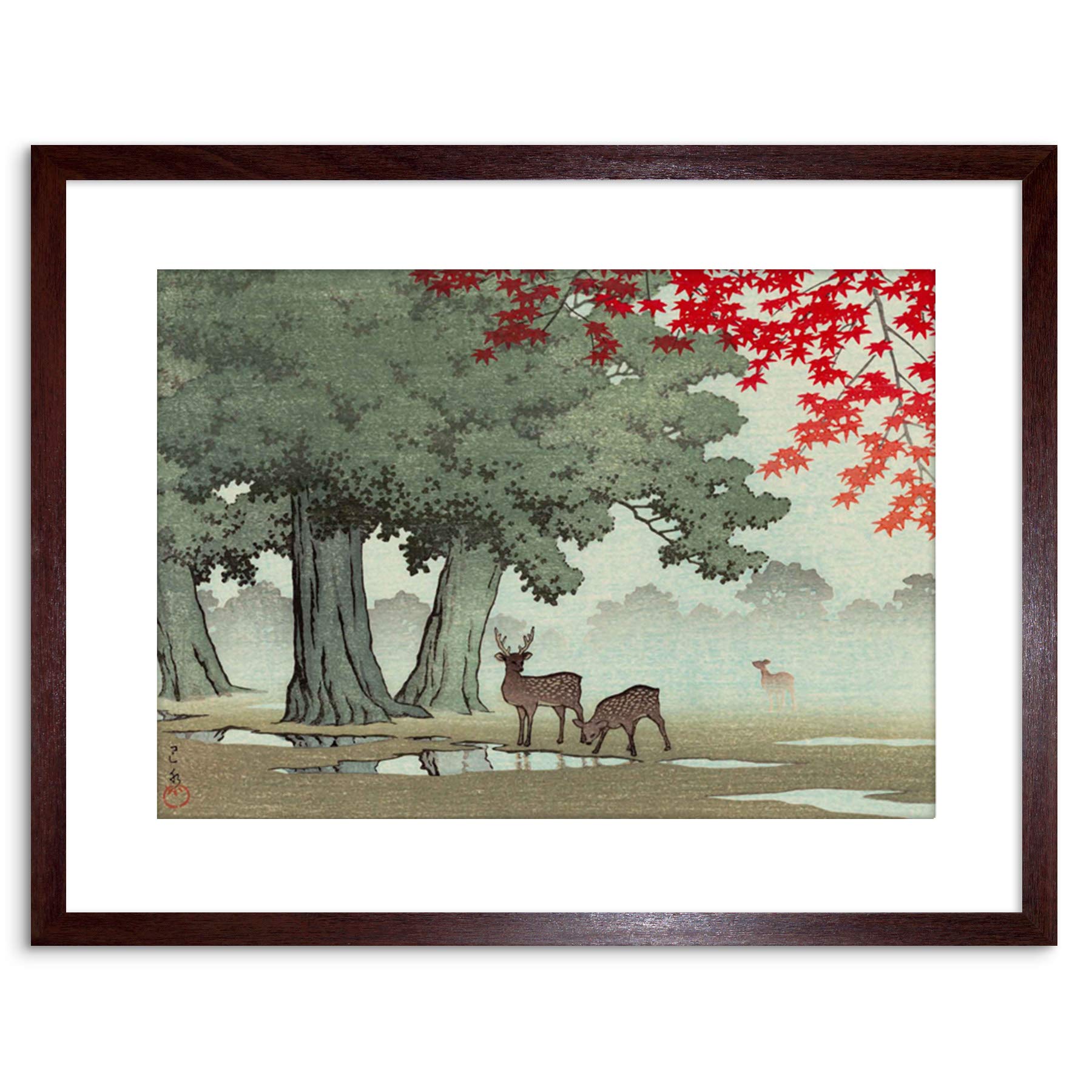 Wee Blue Coo PAINTING NATURE JAPAN TREE DEER JAPAN KAWASE HASUI FRAMED PRINT F97X4229
