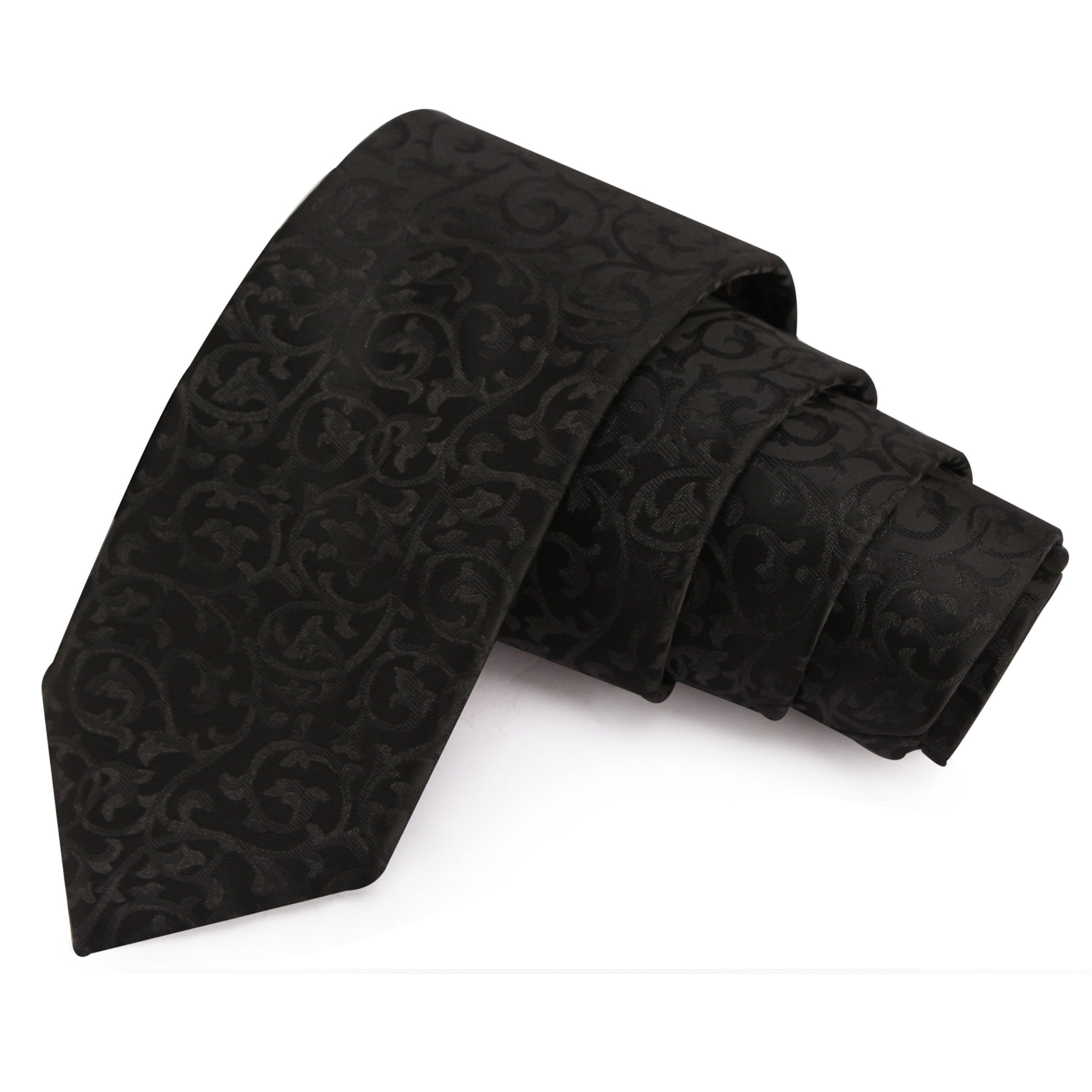 peluche Refined Black & Grey Colored Microfiber Necktie for Men-picture-39