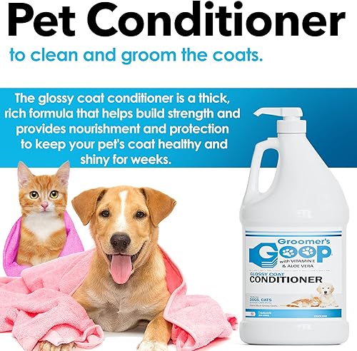 Miniatura 3 de Groomer's GOOP Acondicionador de capa brillante con vitamina E y aloe vera, acondicionador para perros, gatos, cachorros y gatitos, acondicionador
