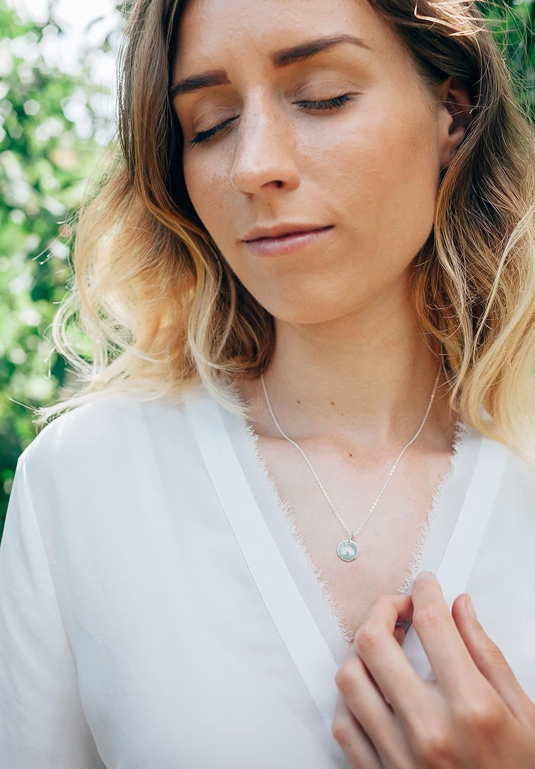 HOPE LOVE SHINE Inspirational Gifts for Women, Motivational Strength Necklace, Infertility Gift For Her, Cancer Warrior Necklace (RAINBOW AFTER STORM, STERLING SILVER)