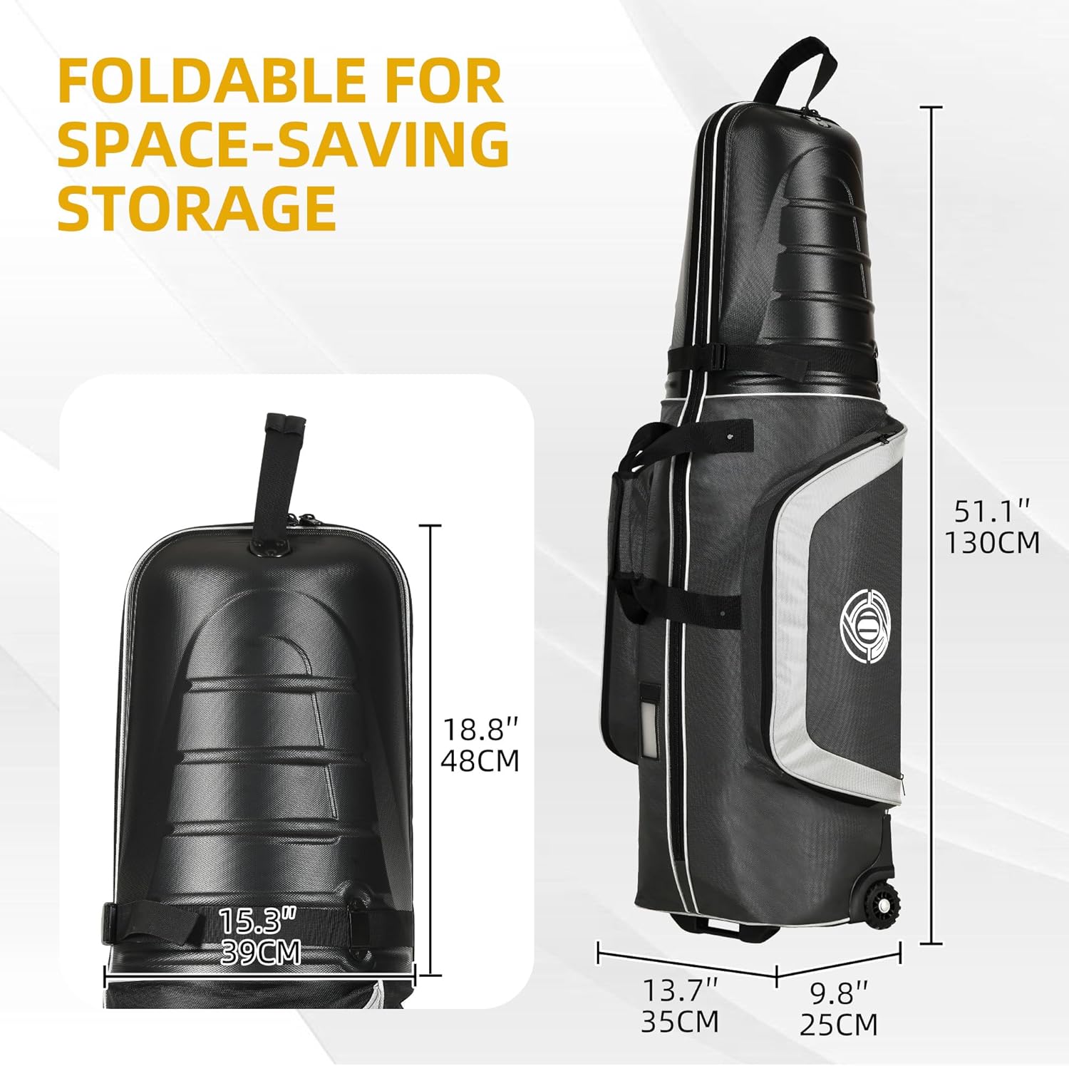 Golf Travel Bag for Airlines with Wheels and ABS Hard Case Top, 1680D Heavy Duty Oxford Golf Travel Cover Case, Protect Golf Clubs, Lightweight and Easy to Maneuver