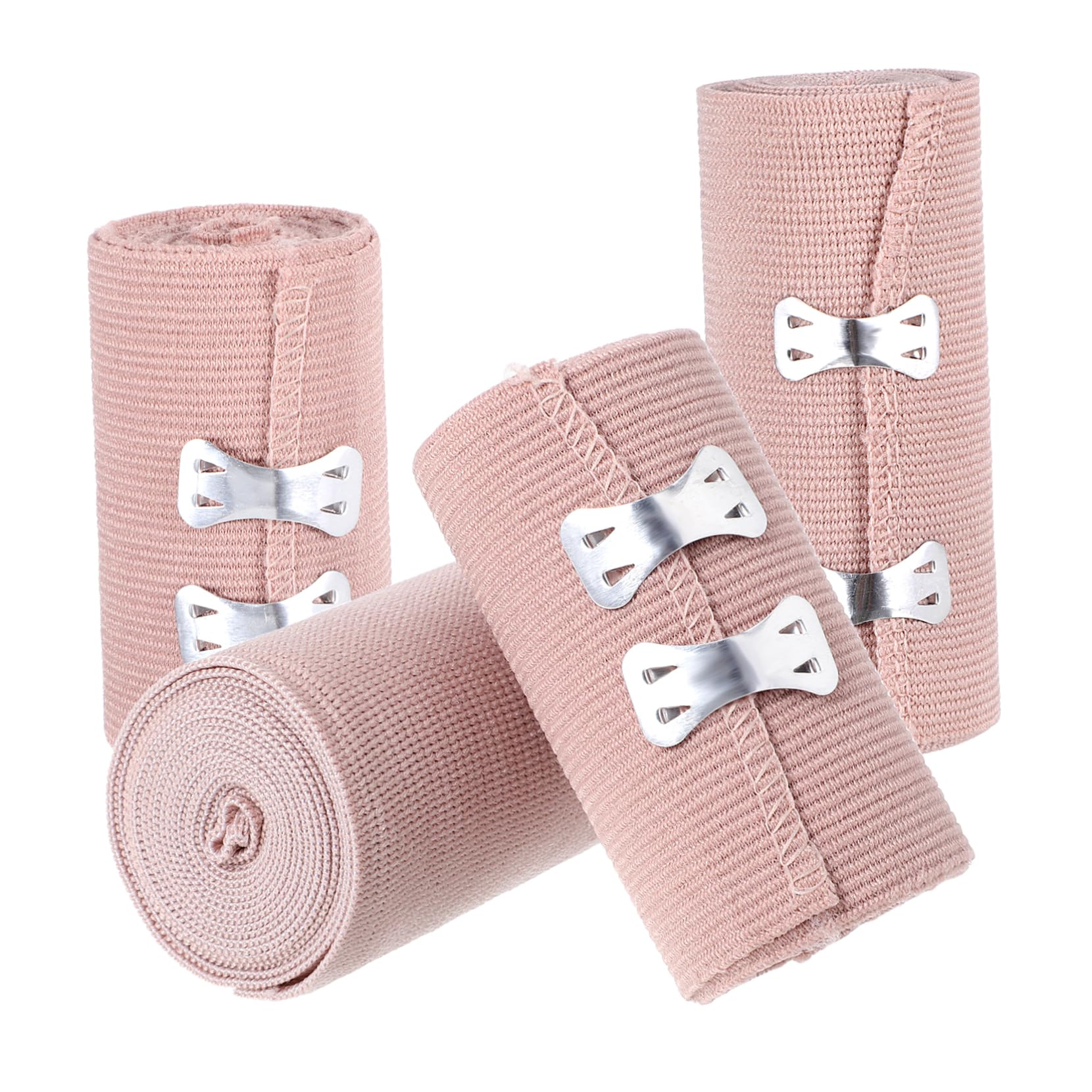 Happyyami Elastic Roll 4pcs First Aid Elastic Bandages Metal Clips Sports Ankle Support Arm Leg Chest Injury