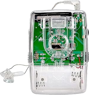 Retekess TR624 Portable Radios AM FM, Pocket Mini Radio, Clear Radio with Crystal Headphone, Powered by AAA Battery, Suit for Indoor Outdoor (Clear)