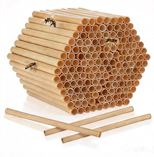 DOITOOL Natural Reed Bee Tubes Refill 500 Pack Bee House Tubes for Pollinator Habitat Nesting Replacements 5.90 X 1.57 X 0.31 in Outdoor Beekeeping Supplies
