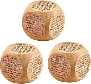 Needzo Catholic Scripture Prayer Cube Wooden, My First Holy Communion and Read Religious Dice, Sunday School Classroom Supplies, Pack of 3