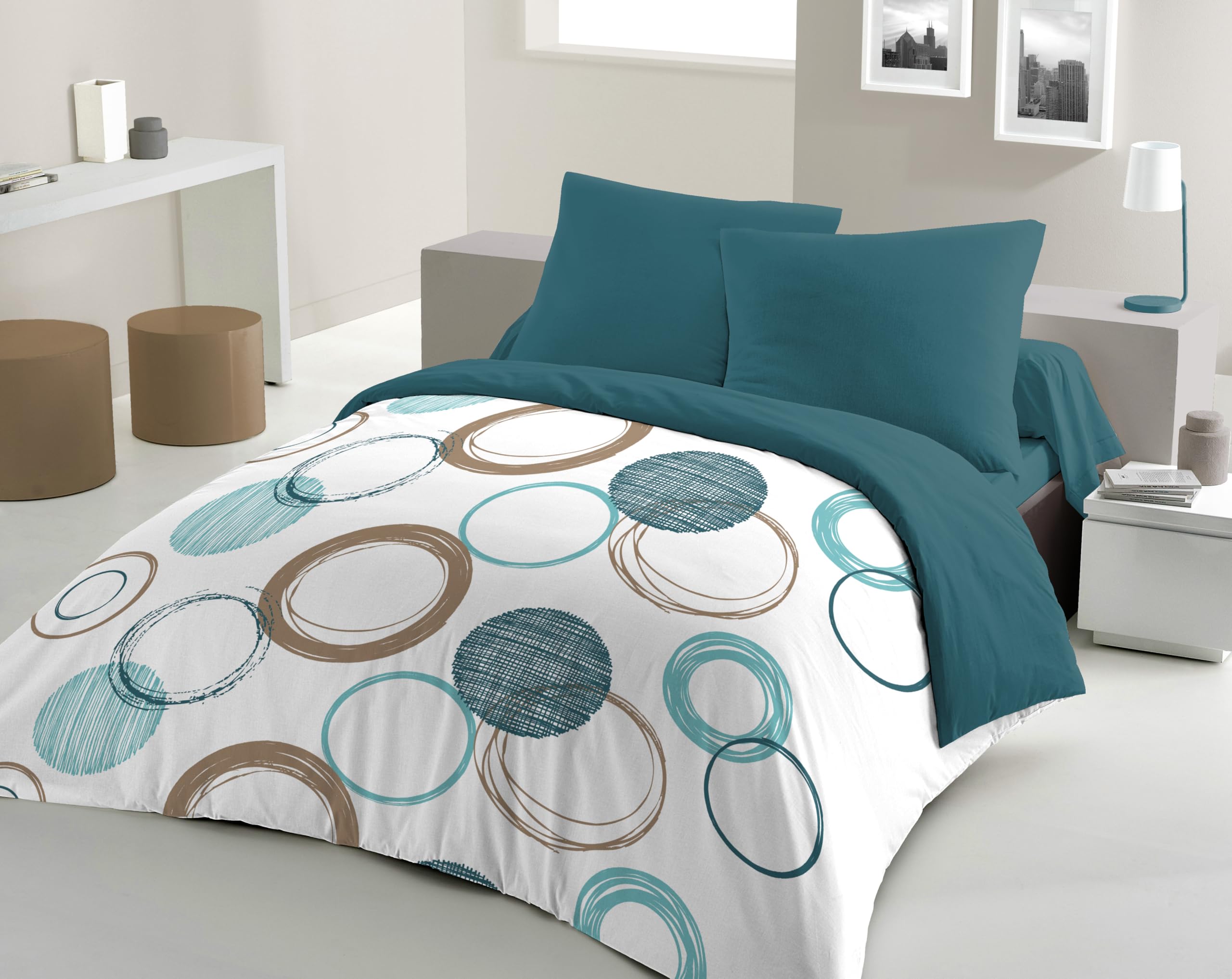 Couette Home Linge Passion AUDACE Bleu Canard 240x260(cm)