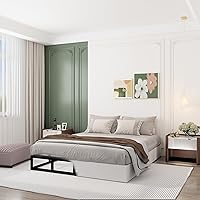 Vista 5 de Somier de 9 pulgadas para cama Queen, base de colchón de metal resistente, capacidad de 3000 libras, perfil alto, sin ruido, fácil montaje con funda