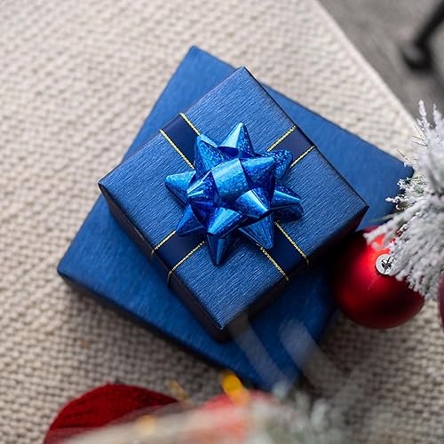 Miniatura 4 de Homeral Mini rollo de papel de regalo, 17 pulgadas x 16.5 pies, color azul marino brillante sólido con textura cepillada para Navidad, cumpleaños,