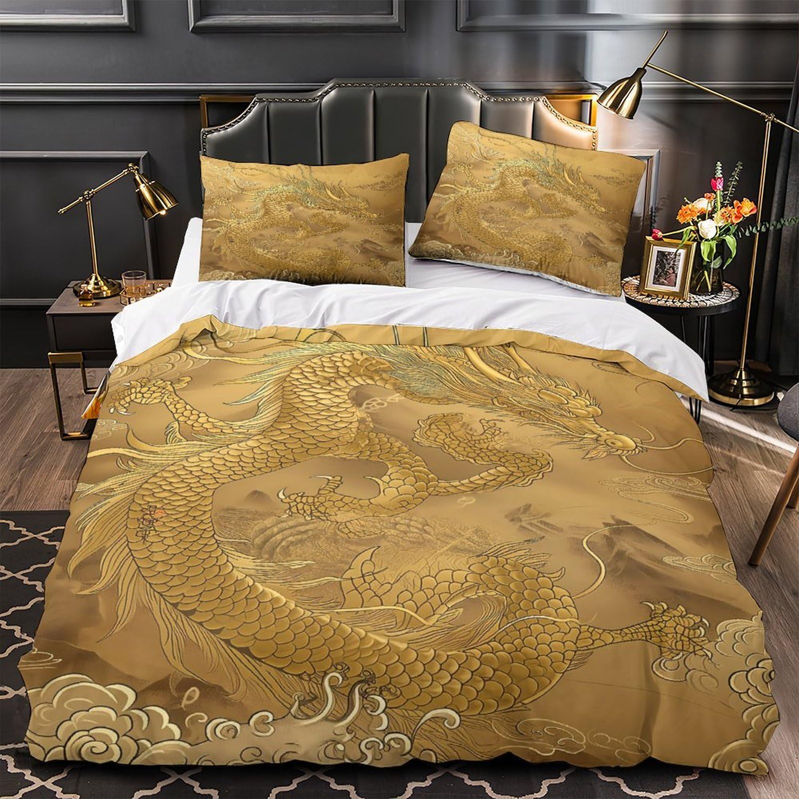 Parure de lit dragon microfibre pour literie enfant facile à laver 140x200