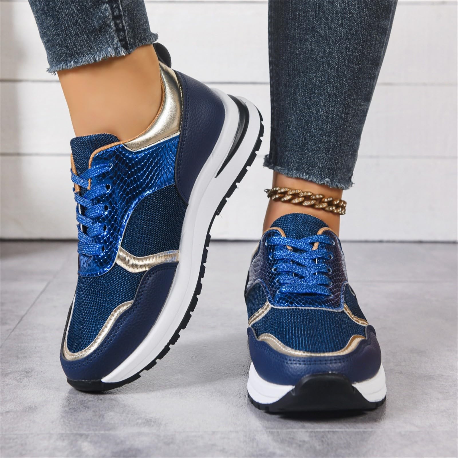 Generico Scarpe Donna Comode Scarpe da Running da Ginnastica Donna con Suola Spessa E Altezza Maggiorata,Eleganti Casual con Blocchi di Colore Sneakers Ginnastica