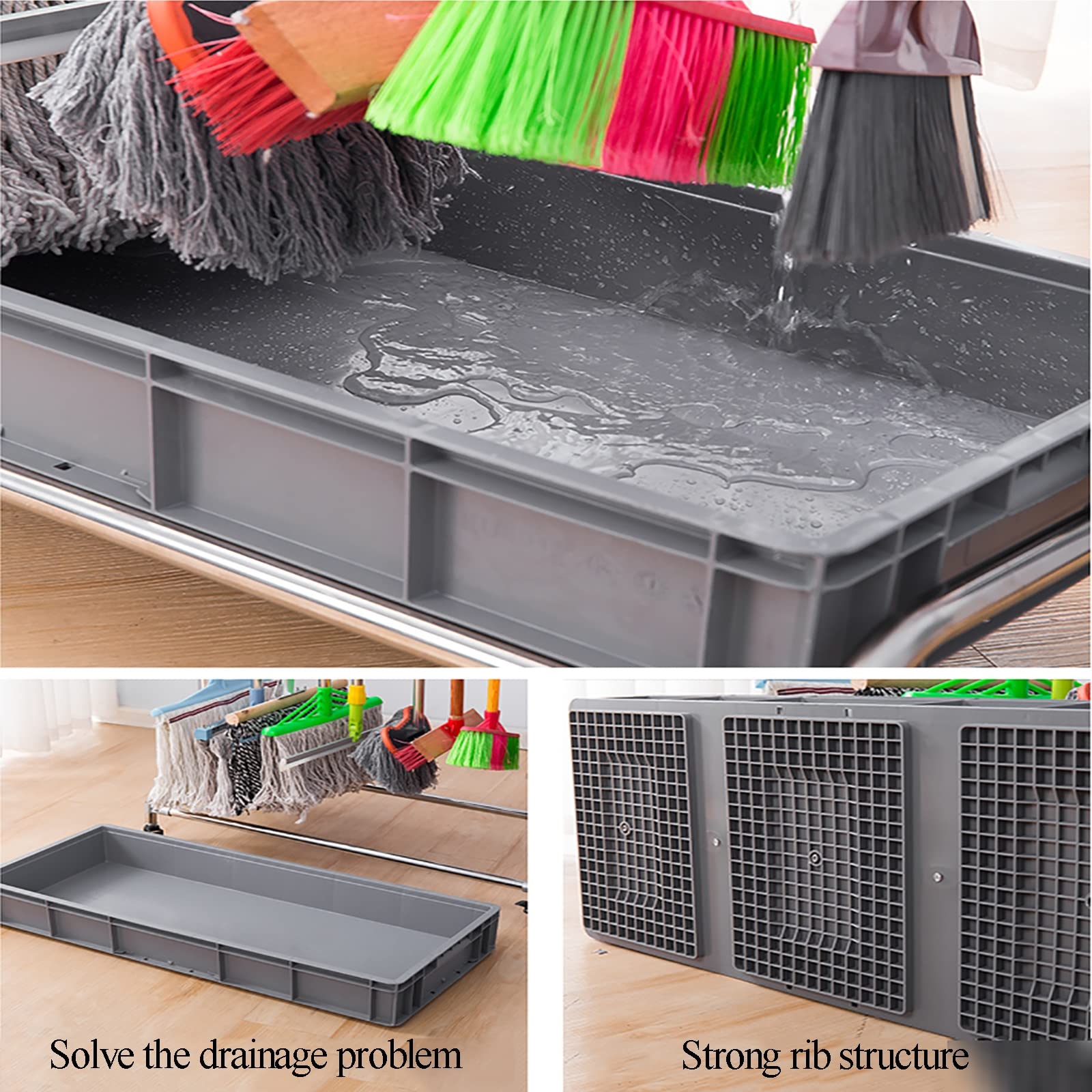 Praktischer Ständer Für Besen Und Mopps, Beweglicher Besen- Und Mopphalter, Reinigungswagen Mit Turm, Mopphalter, Schirmständer, Halterung Für Nasse Mopps, Beweglicher Ge,5slots