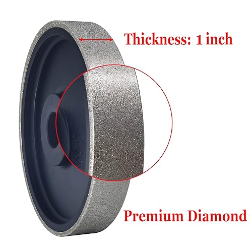 Miniatura 3 de Muela abrasiva de joyería lapidaria de diamante, diámetro de 6 x 1 pulgada de ancho, agujero de eje de 1 pulgada, muela abrasiva de diamante de