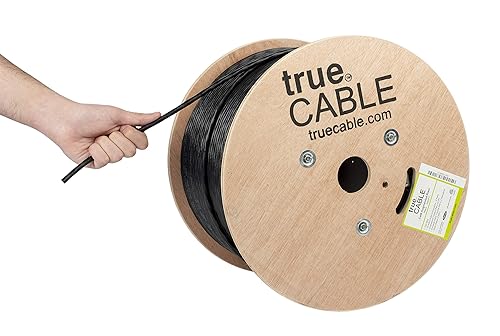 Miniatura 24 de TRUE CABLE Cable Ethernet a granel de elevación blindada Cat6A, 1000 pies, azul, cobre sólido desnudo 23 AWG, 750 MHz, F/UTP, PoE++ 100 W