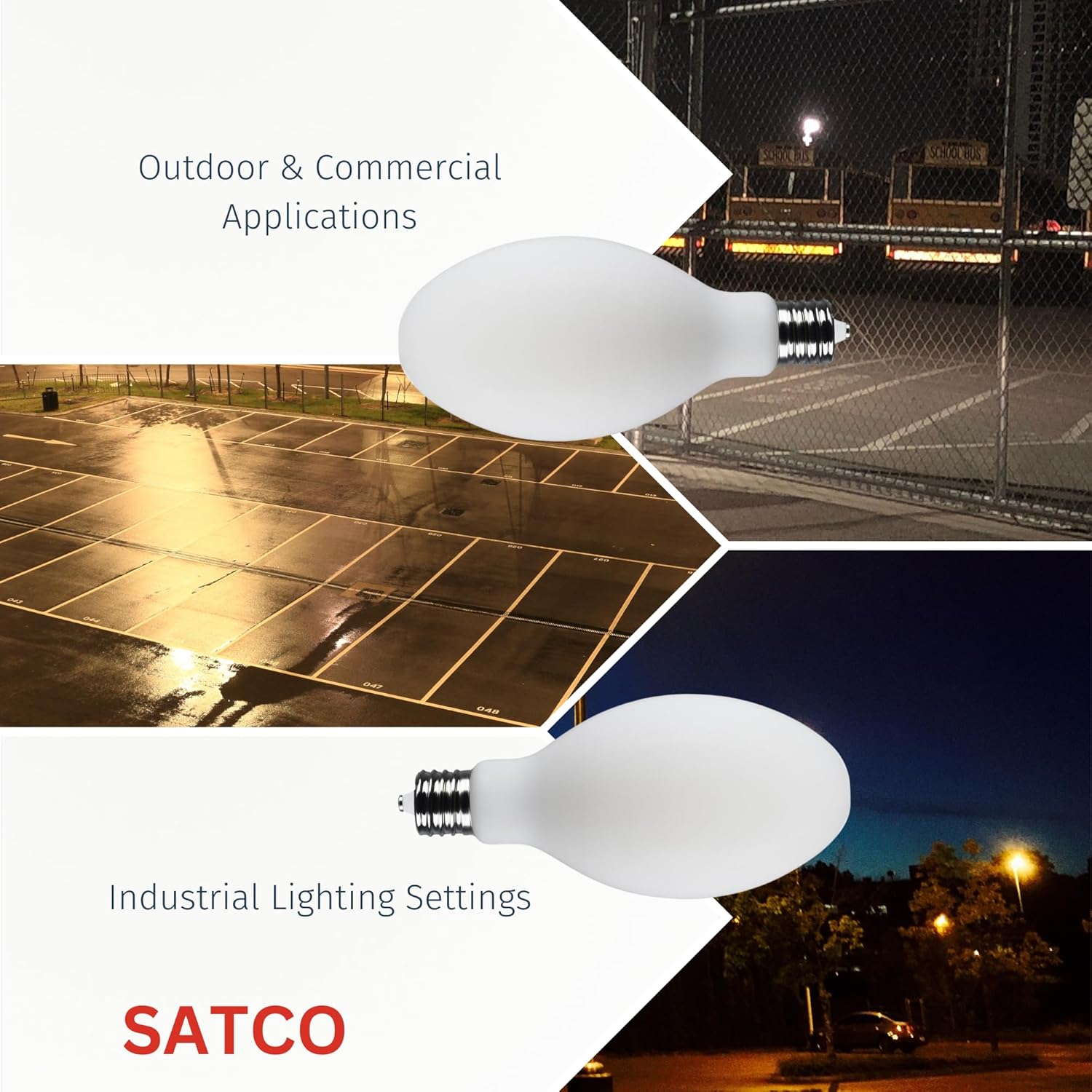Satco S13194 62W LED HID Replacement Bulb, 5000K Natural Light, 10,000 Lumens, EX39 Mogul Extended Base, White Finish, 80+ CRI, Non-Dimmable, for Industrial and Commercial Fixtures