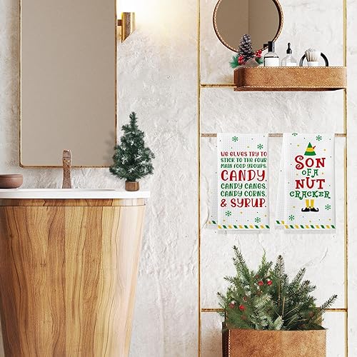 Miniatura 5 de Buddy The Elf - Toallas de cocina divertidas, decoraciones navideñas de elfo, paquete de 2 toallas de cocina de colección navideña, toallas de mano