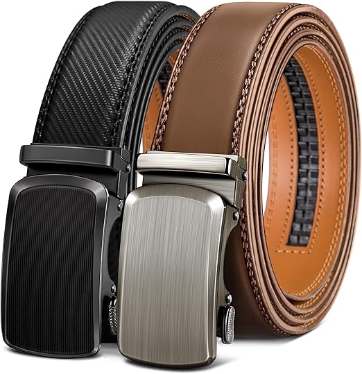 BULLIANT Men Belts 2 Pack,Ratchet Sliding Belt Adjustable For Gift Mens Dress Casual 1 3/8",Cut for Fit