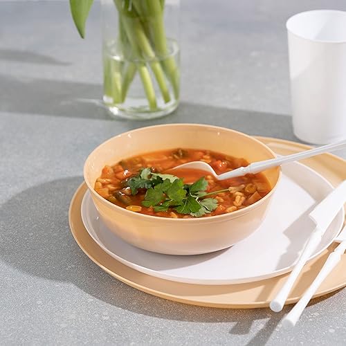 Miniatura 12 de [30 Pack 16 OZ Bowls] Edge Collection Mint Green Plastic Party Soup Bowls Premium heavyweight Elegant Disposable Tableware Dishes