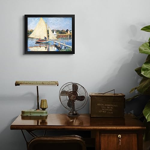 Miniatura 4 de Lost Cabin Boaters at Argenteuil de Claude Monet  Impresión en marco plano negro  Reproducción de pinturas de obras de arte finas  Póster decorativo